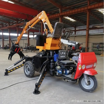 福沃 小型三輪隨車抓 橡膠履帶隨車抓 清理運輸抓機 林業木材抓機