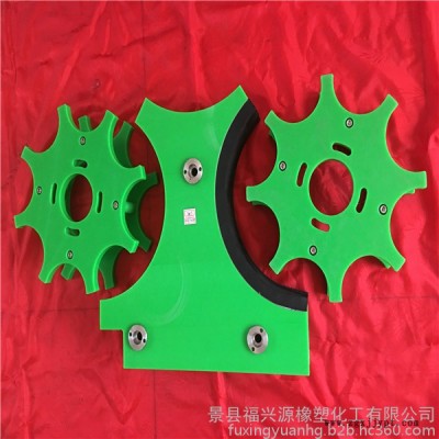 河北福興源橡塑**定制灌裝機設備配件尼龍星輪 尼龍星輪護板 中心導板尼龍星輪 尼龍撥瓶輪  星輪護板組件生產廠家