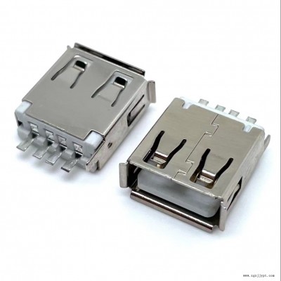 USB2.0A母 4PIN焊線式母座 180度焊線端座子連接器 單邊固定腳 卷邊LCP白膠